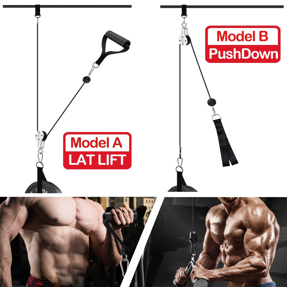 Fitness Pulley System Gym Machine, Weight Pulley System 70'' for Arm
