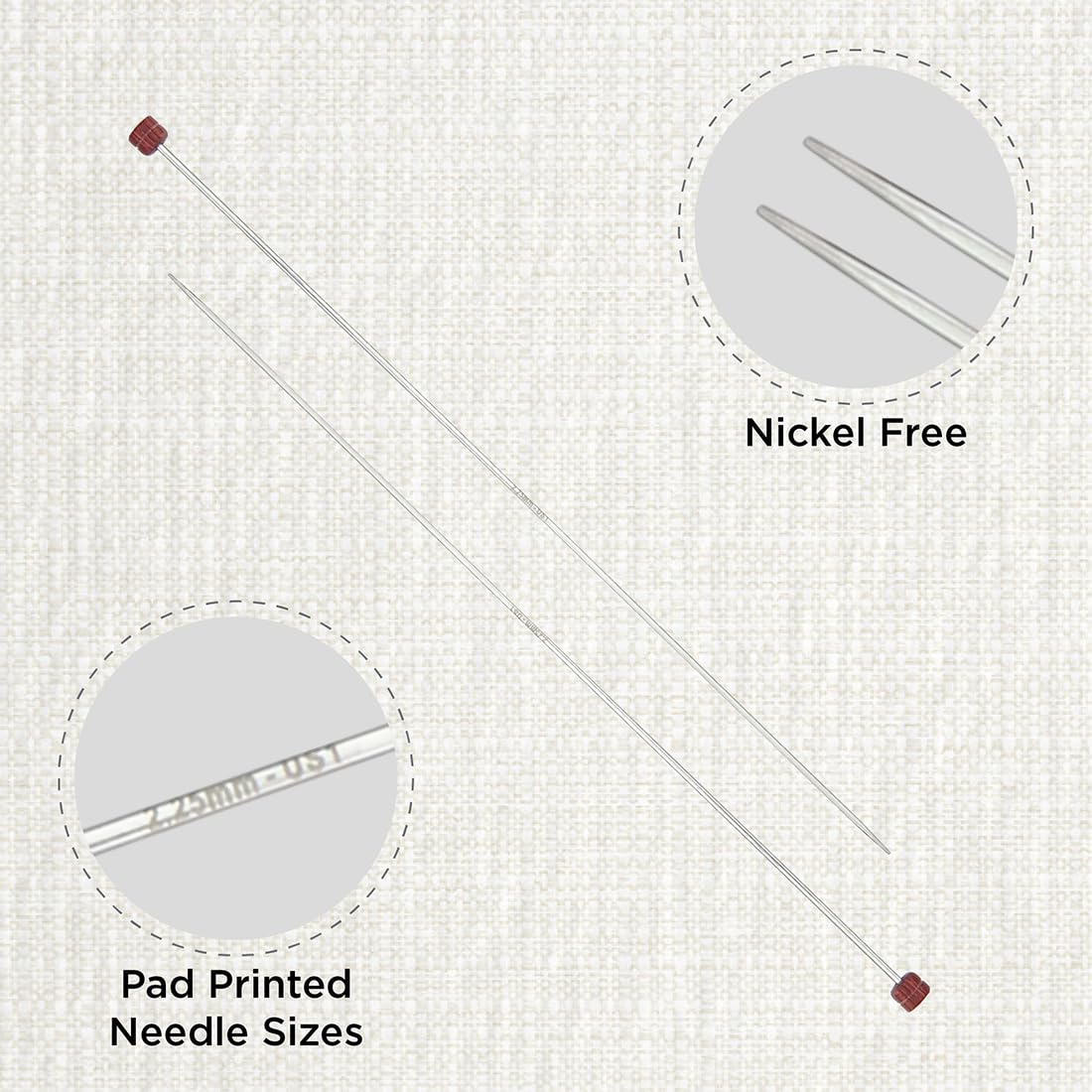 KnitPro Nova Cubics Single Pointed Needles 14" (35cm), Silver, 2.25mm - Image 2