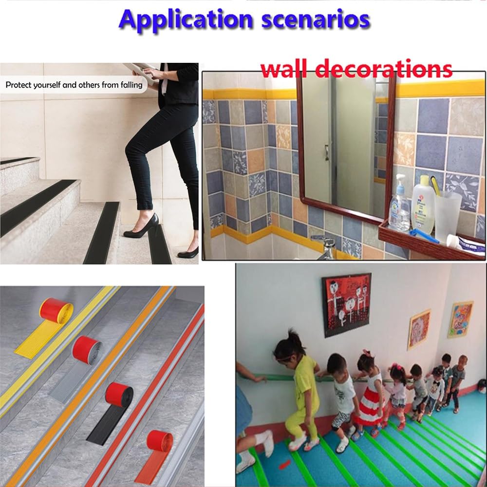 Autoadhesivo Tiras Antideslizantes para Peldaños, 10 Cm Goma Moldura De Escalera, Impermeable Tira Divisoria para Pared Piso Rampa Azulejos(Grey,L 200 cm x W 10 cm)