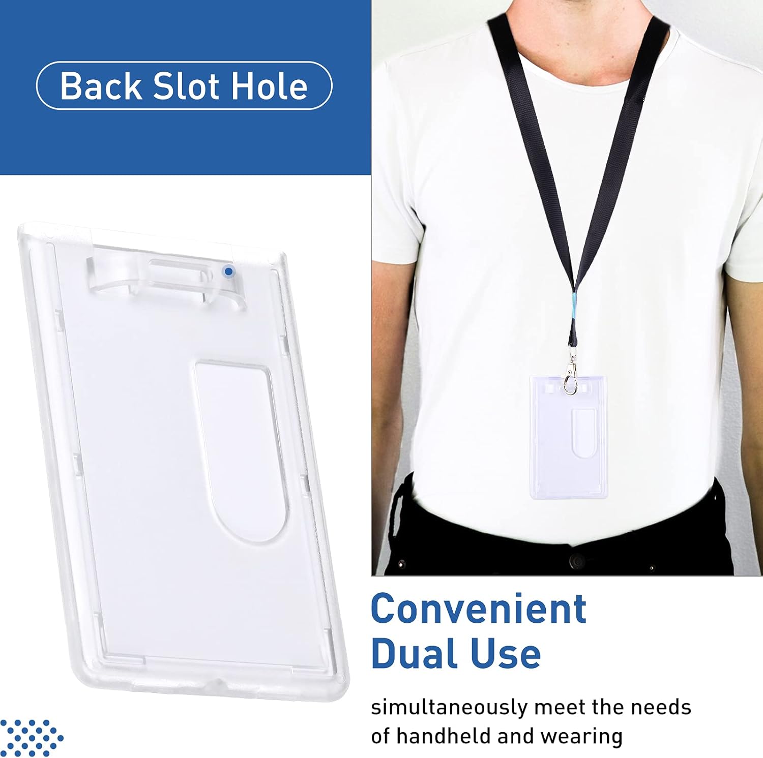 Zonon 20 Pcs Plastic Card Holder Clear Hard Plastic Case Protector Heavy Duty Waterproof Transparent ID Badge Holders with Thumb Slot for Office School Ids Credit Cards(Vertical) - Image 4