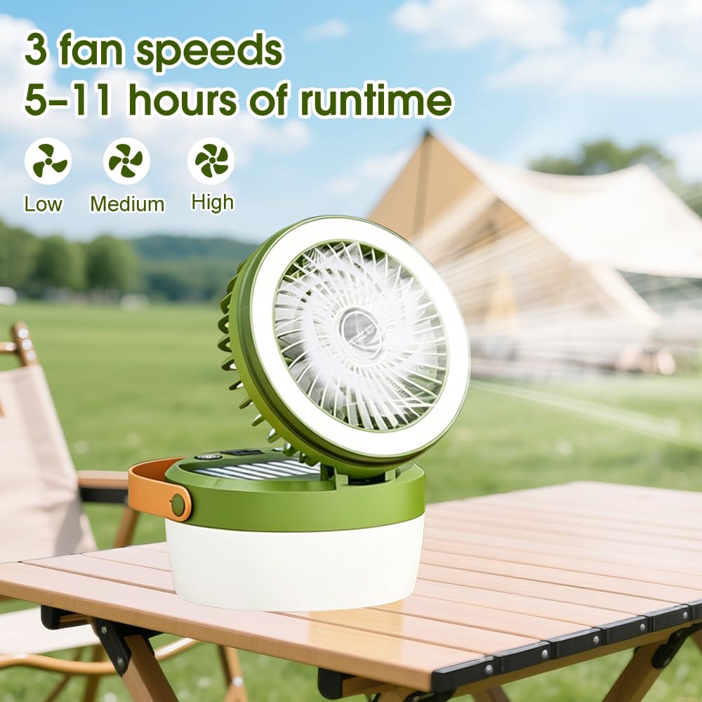 Udbrud Solar Campinglampe mit Ventilator, LED Campinglampe Solar Aufladbar, Faltbare Solarlampe Zelt Laterne Licht für Wandern Angeln Notfall