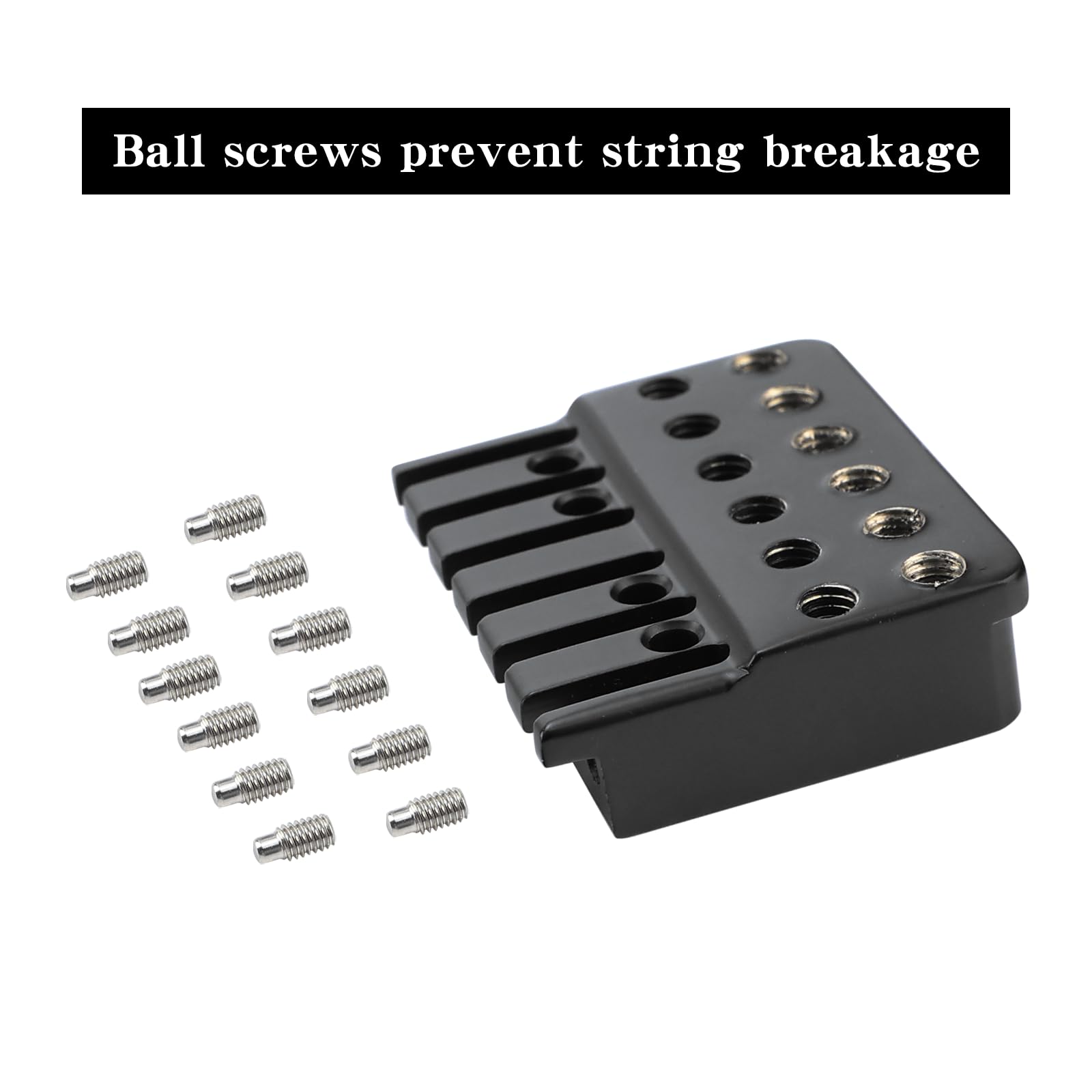 OVSAL Brass 6 String Locking Nut Guitar Bridge String Locks for Headless Electric Guitar Replacement Parts ?Black)