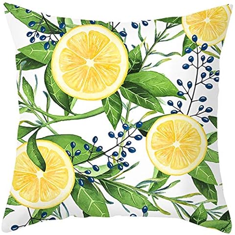 EHOMERY Pillow Covers Standard Couch Pillows Sets Orange Leaves Velvet Throw Pillow Covers Pillow Cover Long Cushion Covers Patio Furniture White Green Yellow 16X16 Inches Cover
