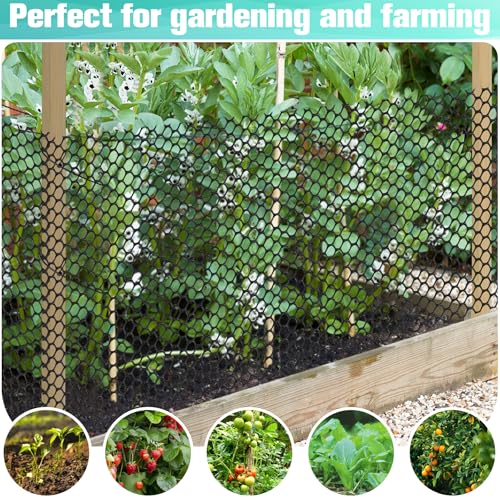 Image of Plastic Mesh Fence Sheet 15.7IN x 20FT - 0.3IN Opening Plastic Chicken Wire Netting Roll Durable for Dogs, Poultry, Puppy, Garden Snake Barrier with 50 Pcs Zip Ties - Black
