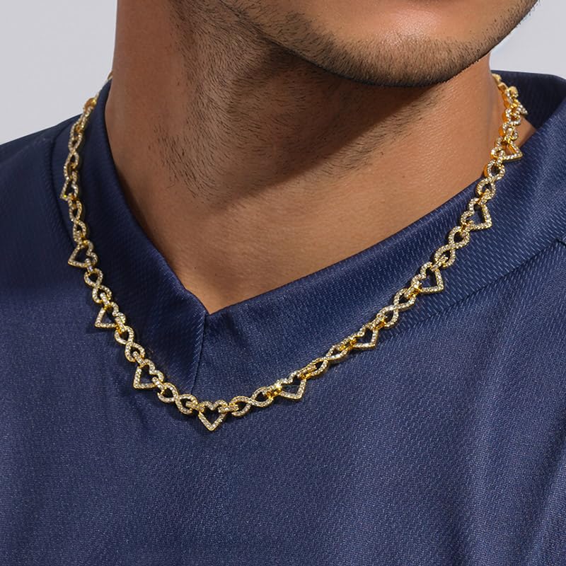 HELLOICE 20inches Iced Out Infinity Heart Chain Full CZ Infinity Heart Chain for Women and Men2