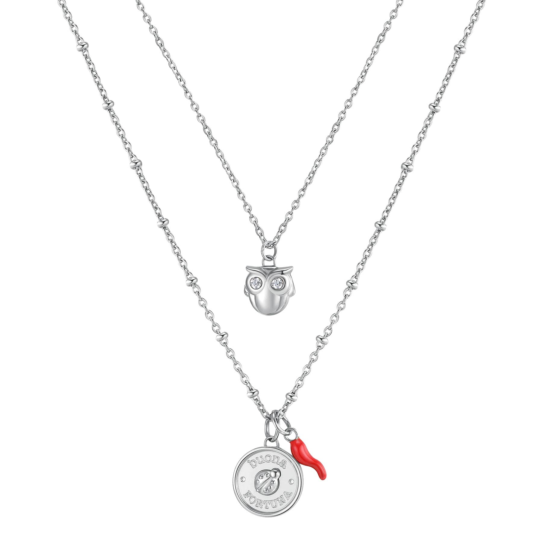 Brosway Collana Donna, Collana in Acciaio e Cristalli con Simbolo Gufo | Collezione Chakra - BHKN068
