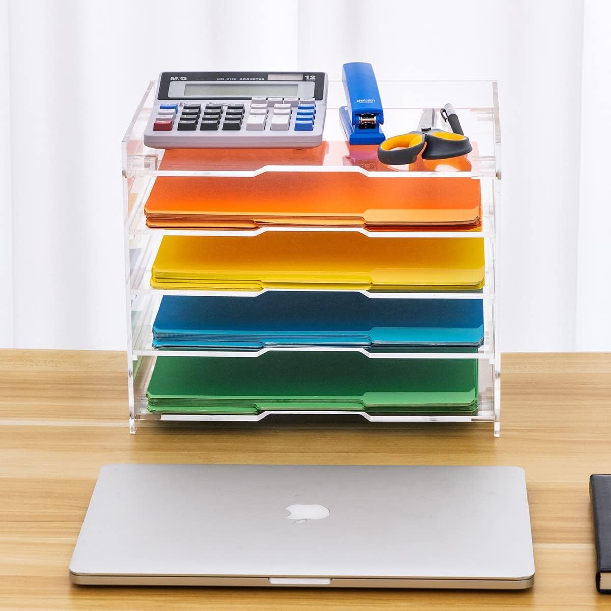 Clear Acrylic 5-Shelf File Paper Organizer for Desk