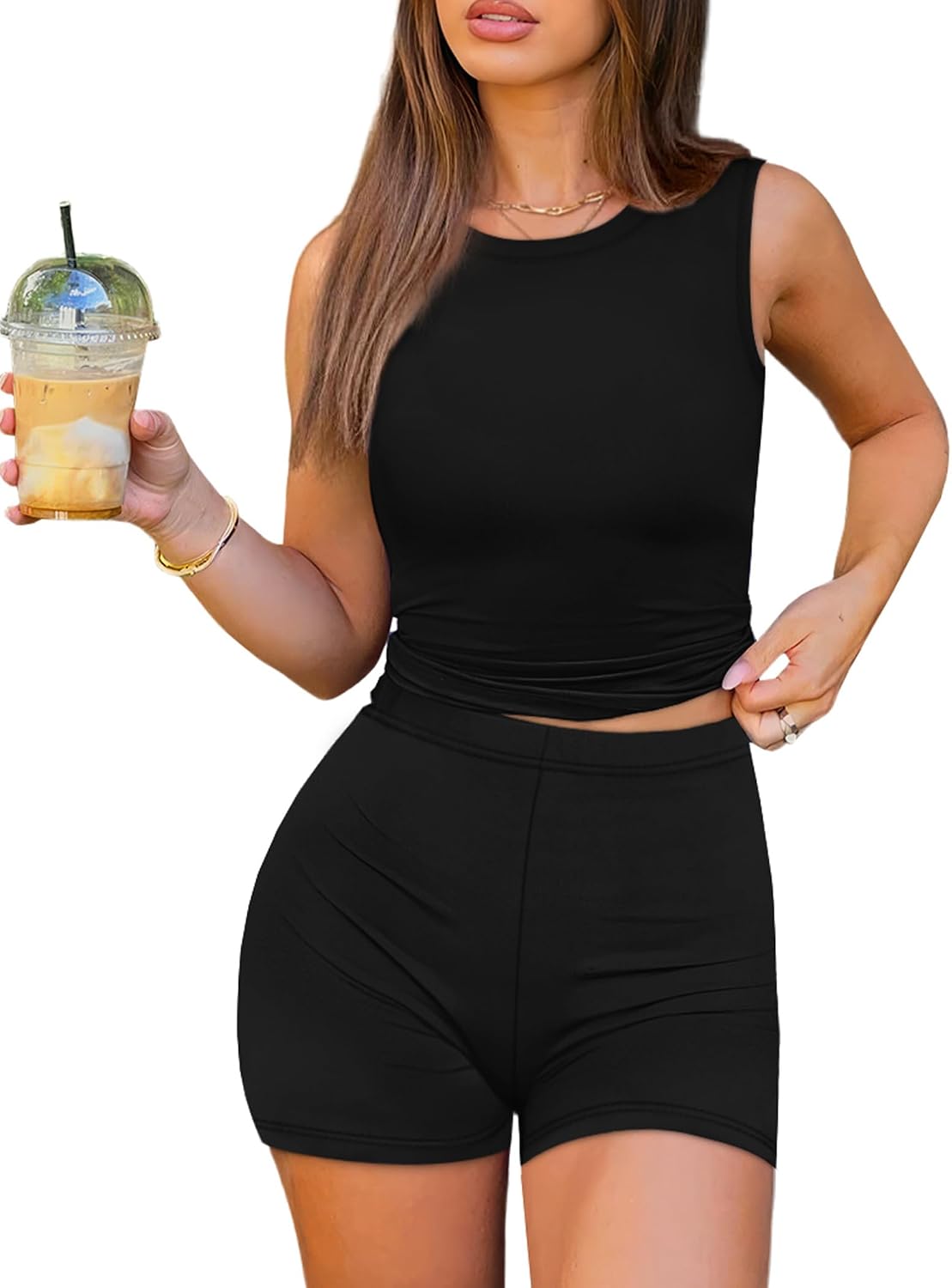 Sampeel Womens Two Piece Lounge Sets Casual Summer Spring Outfits 2 Piece Short Matching Clothing Set Athletic Active Wear