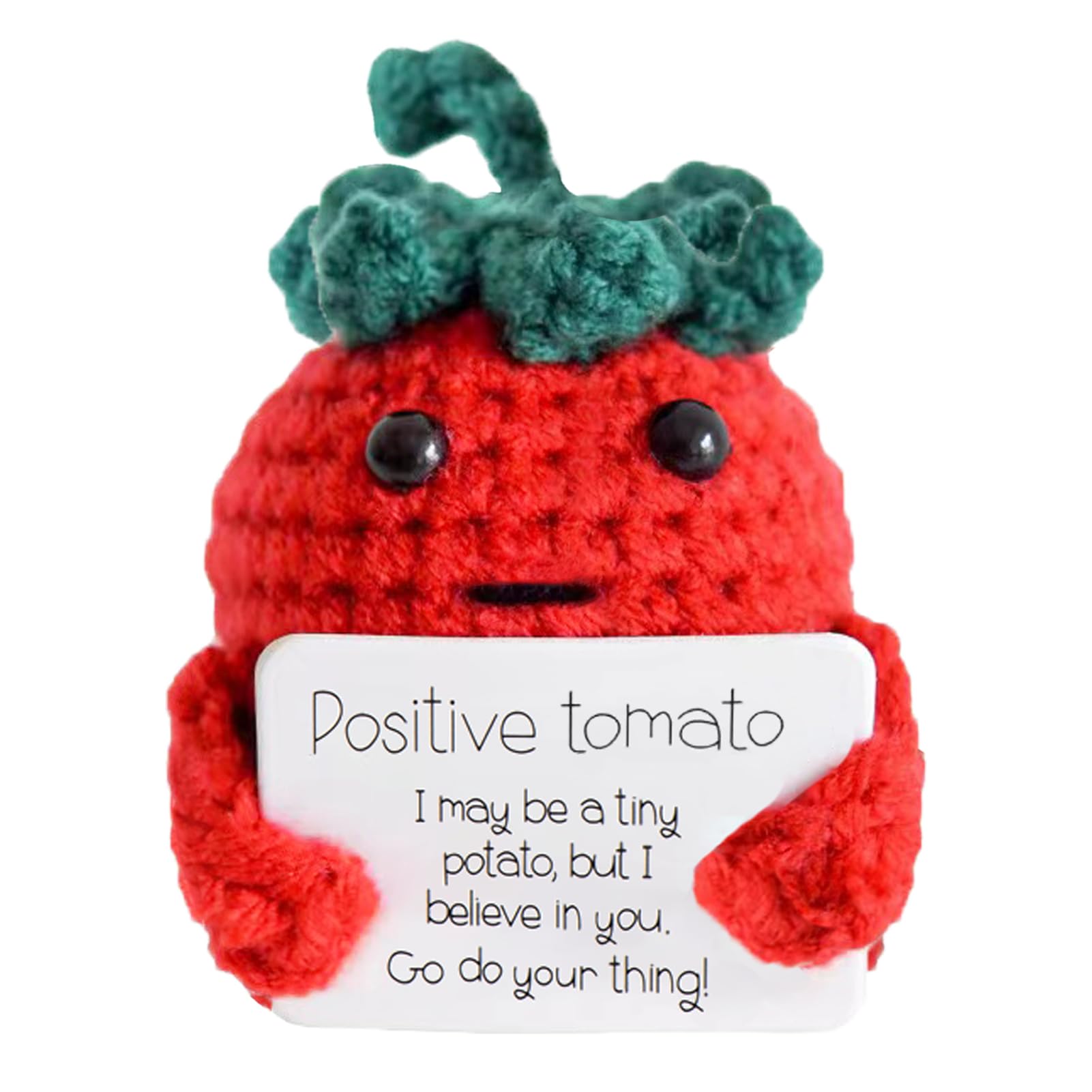 XBOCMY Regalo positivo per pomodoro, bambola creativa, in lana, portafortuna per esami, per fidanzata, fidanzato, mutacher, per donne