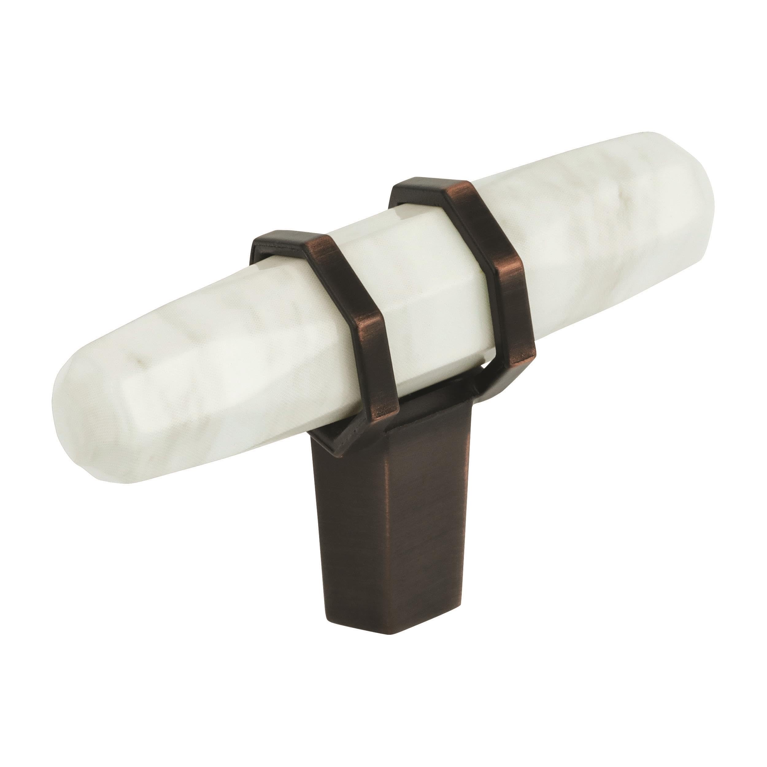 Amerock | Cabinet Knob | Marble White/Oil-Rubbed Bronze | 2-1/2 inch (64 mm) Length | Carrione | 1 Pack | Drawer Knob | Cabinet Hardware