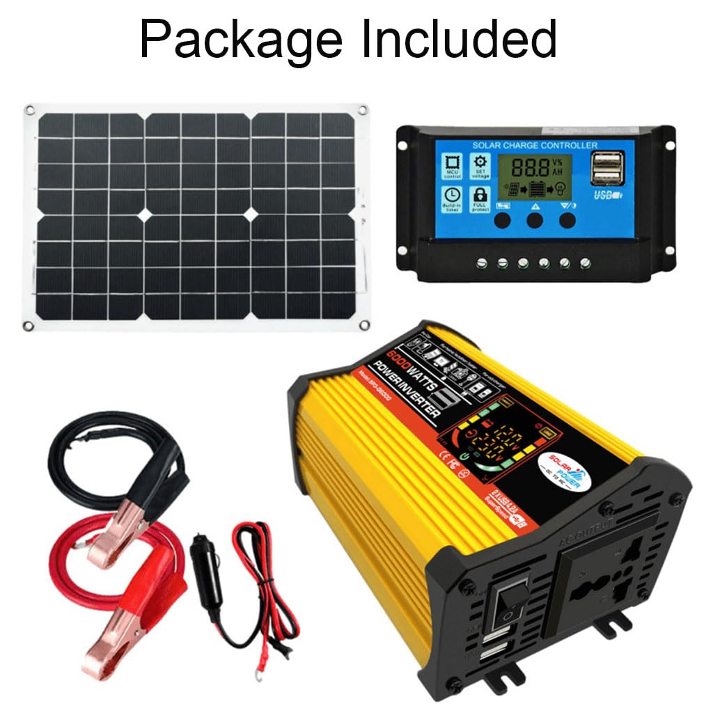 Juego de paneles solares de 4000 W con batería e inversor - Sistema eléctrico completo para el hogar, autocaravana, barco, casa de campo y cobertizo, diseño ampliable con inversor sinusoidal puro