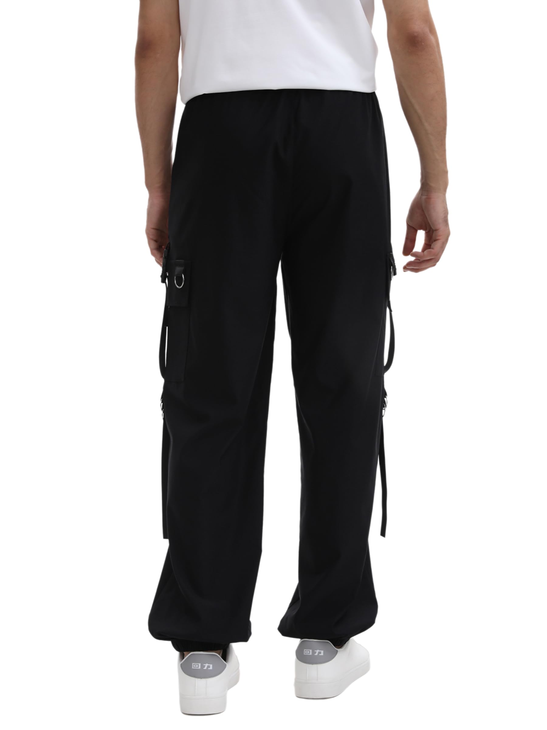 Pantaloni cargo da uomo Techwear Streetwear Gothic Punk Pantaloni Baggy Elastico in vita con coulisse Pantaloni cargo con catena