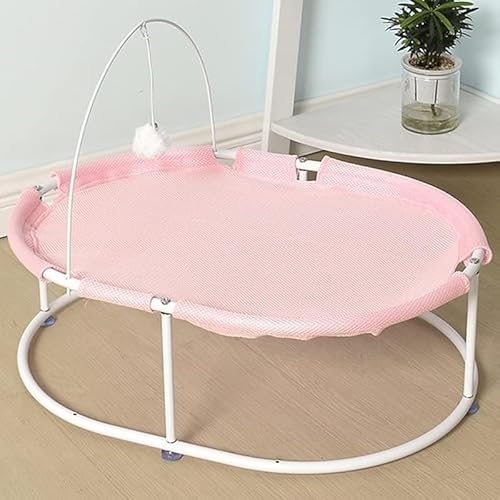 Rutexcポータブルで折りたたみ可能、洗える子犬用ロッキングチェア、フレンチブルドッグ、コーギー、テディベア用の快適な椅子、安定した構造、一年中使用可能、耐久性があり、組み立てが簡単、夏用の涼しい小動物ケージ、休憩エリア、小型犬/猫用ペット用品 (ピンク