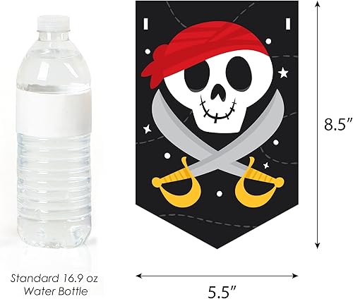 Miniatura 2 de Big Dot of Happiness Pirate Ship Adventures - Pancarta de fiesta de calavera - Decoraciones de fiesta - Ahoy Mateys Lets Parrty