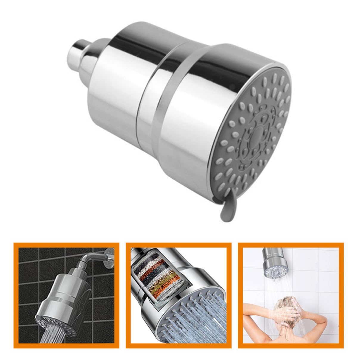 Filtro de Ducha para Agua con Cabezal Ajustable en Ángulo, Material Abs y Metal, Elimina Cloro y Protege la Salud Baño