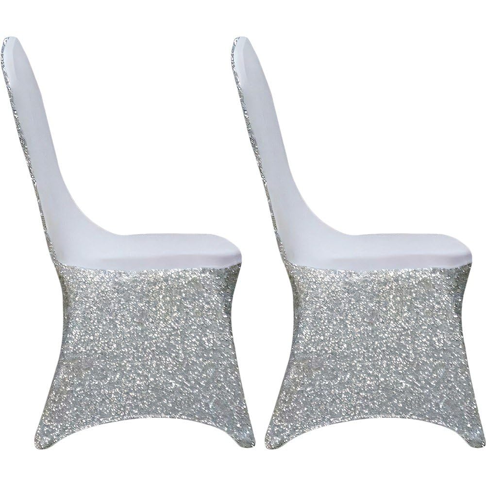 Housses de chaise élastiques paillettes lot de 2 en spandex amovibles