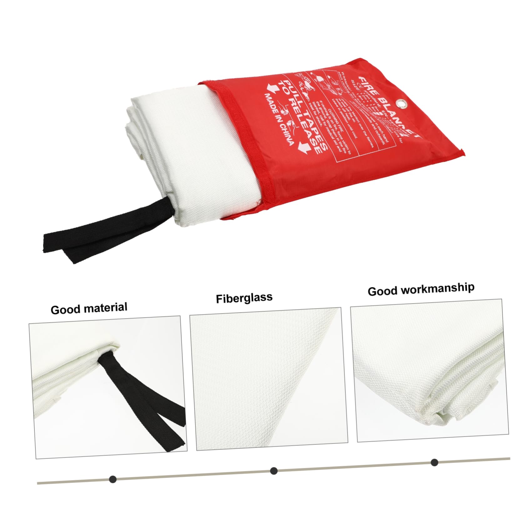 Anneome Manta Ignífuga De Emergencia 1.8m×1.8m De Fibra De Vidrio Resistente para Extinción De Incendios En Hogar y Camping Segura y Compacta