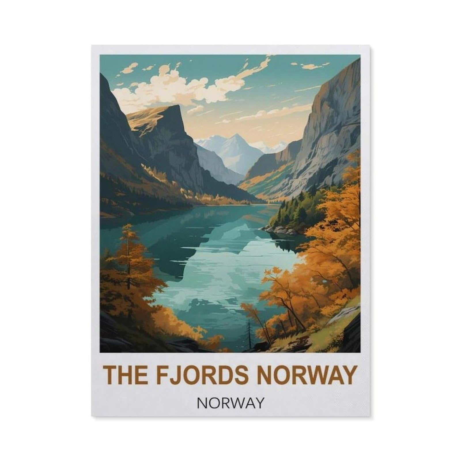 BEAYODKP 5D DIY Diamond Painting Kit，Fjords Norway Norway Vintage Travel Posters，Crystal Mosaic Full Drill Round Diamond Painting Embroidery Accessories（40 x 50 cm/15.74 x 19.68 inches）-BZ77