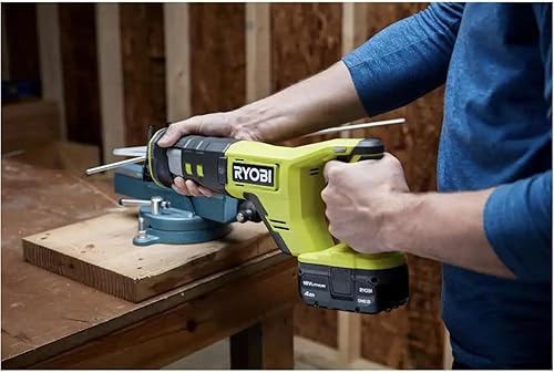 Miniatura 2 de Paquete de sierra recíproca inalámbrica kit de sierra recíproca Ryobi de 18 V con (1) batería de 4.0 Ah y (1) batería de 2.0 Ah, cargador de iones