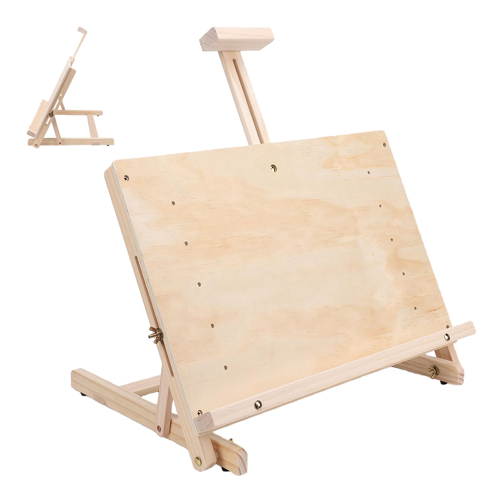 Aramox Caballete de Mesa, Caballete de Dibujo de Escritorio de Madera de Haya, Soporte de Exhibición de Arte Portátil para Pintar Bocetos y Ver Obras de Arte, para Artistas Estudiantes Aficionados