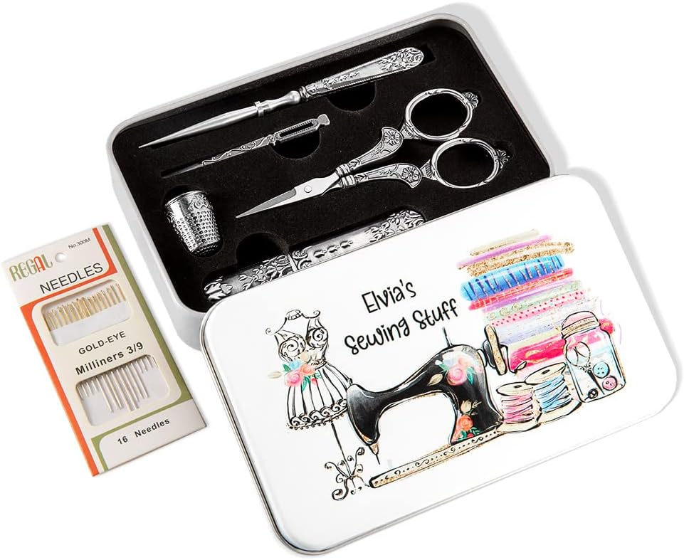 Custom Embroidery Scissors Kit, European Antique Vintage Sewing Box Set for Travel, Embroidery/Sewing Supplies, Gifts for Tailors/Fashion Designer