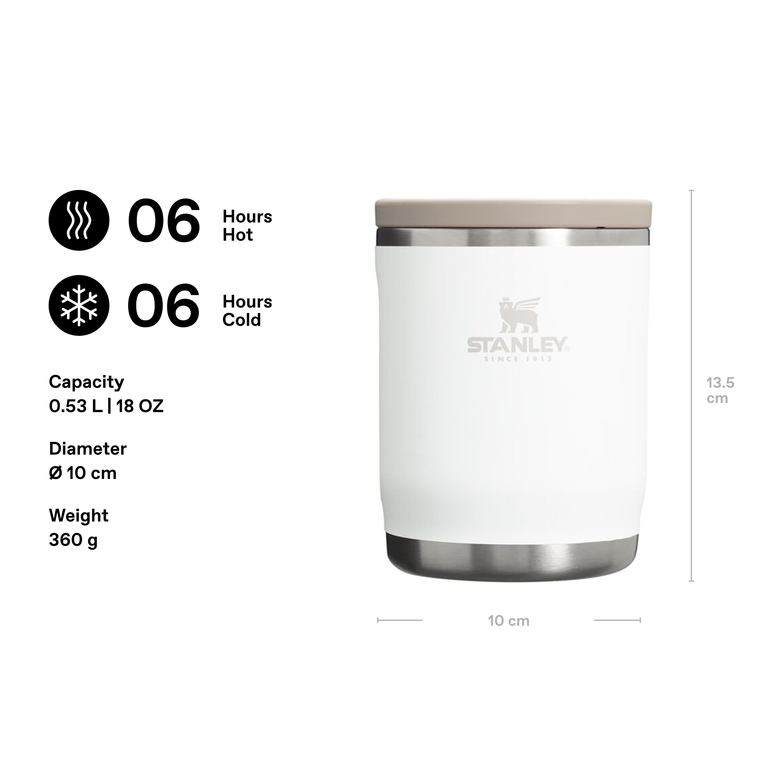 STANLEY 1913 Adventure To-Go Thermos Alimenti 0.53L - Mantiene Caldo/Freddo Per 6 Ore - Antigoccia - Contenitore Termico per Alimenti - Lavabile In Lavastoviglie - Senza BPA - Frost