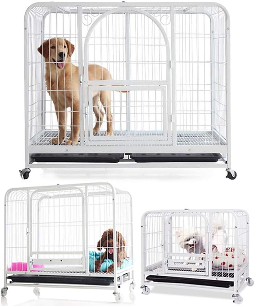 Crate Dog Cage Cat Cage Square Tube Dog Cage Pet Dog Cage Dog House Rabbit Cage Supplies White with Skylight Pet Playpen (Large)