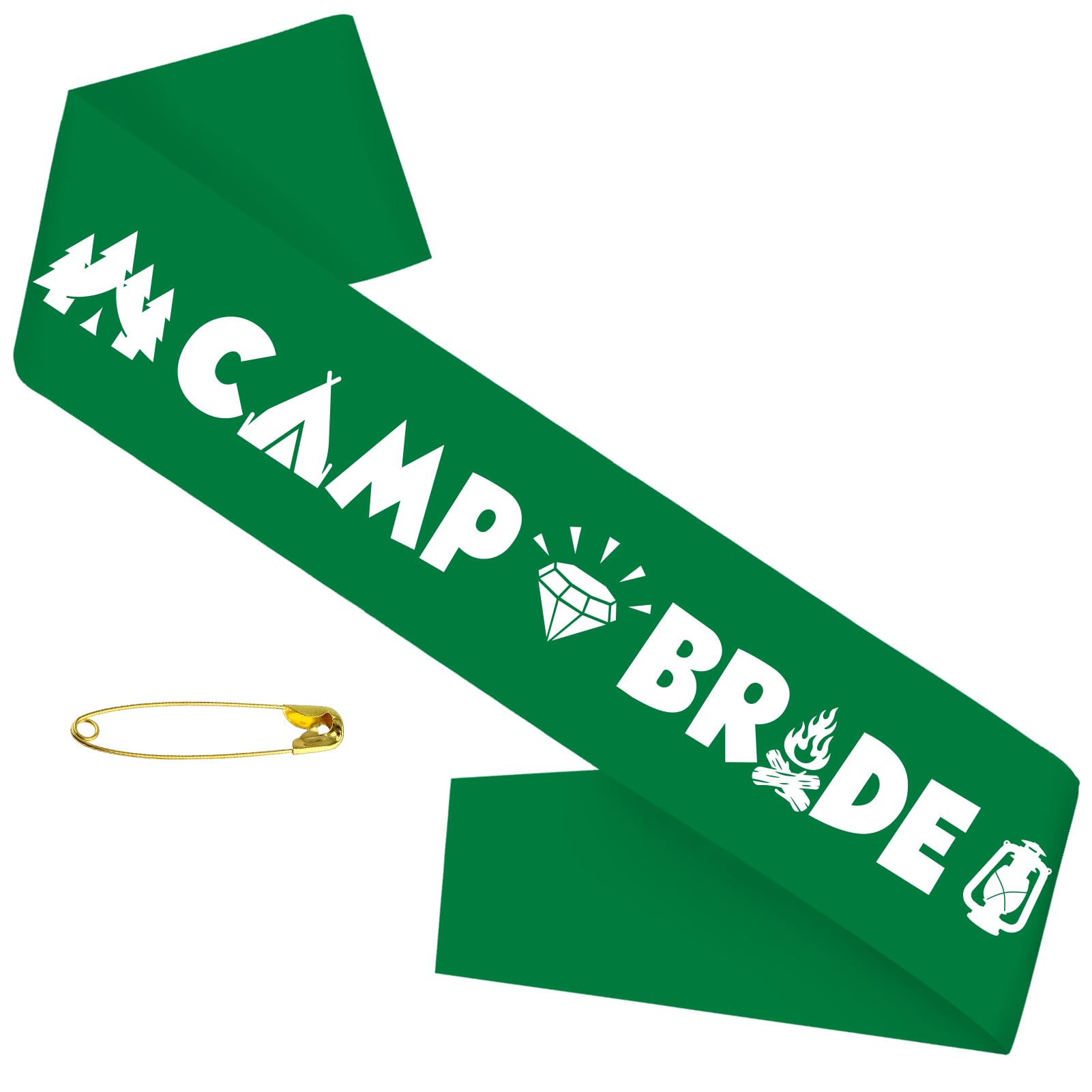Camp Bride Schärpen Set - 7-teiliges Bachelorette Party Dekorationsset Mit Anstecknadeln Für Camping Junggesellinnenabschied