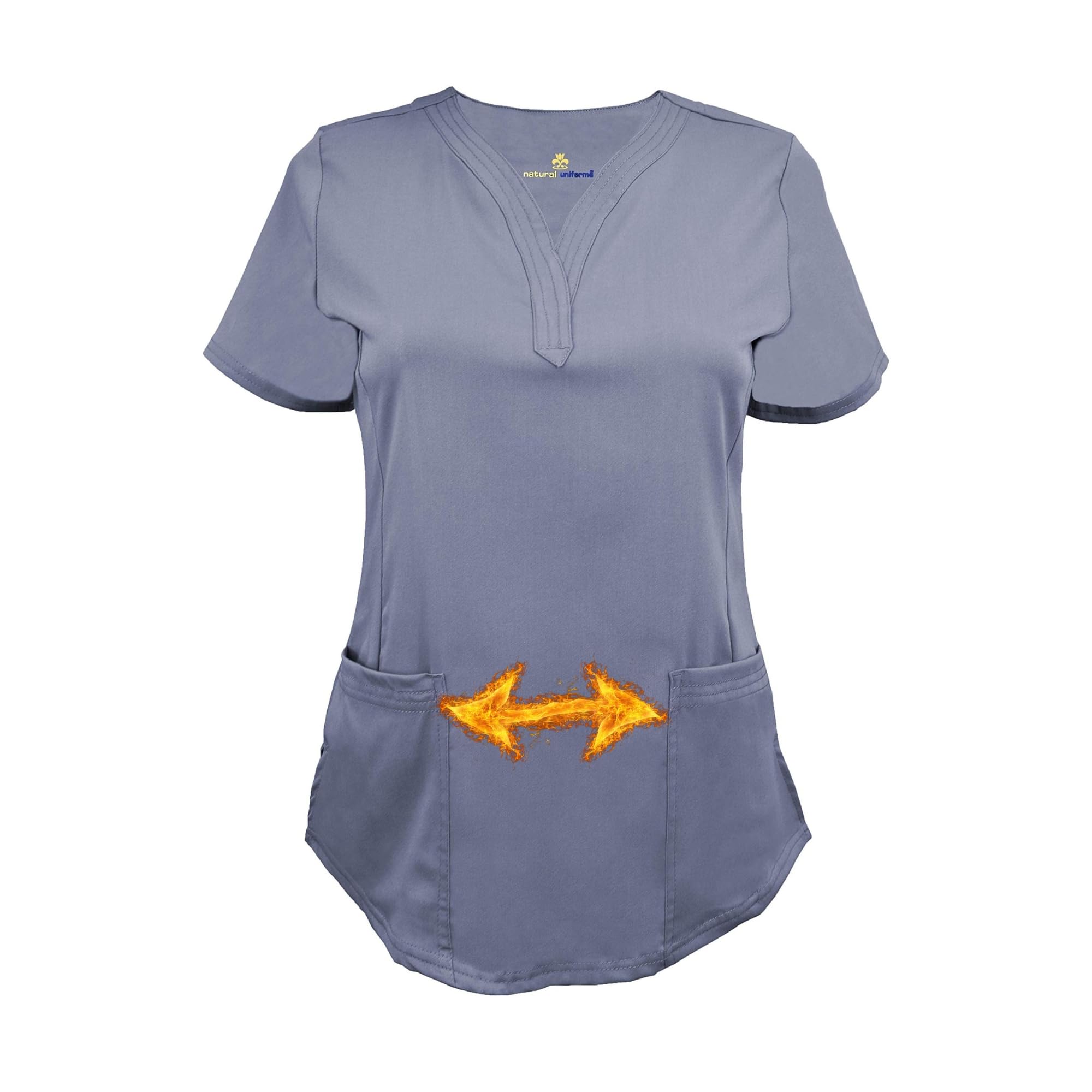 M&M SCRUBS Women's Soft Modern Fit Mock Wrap Scrub Top (Charcoal, Large)