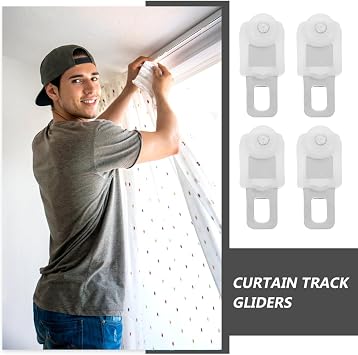 20Pcs Curtain Track Glider Hooks Heavy Duty Silent Roller Curtain Rail Sliders with Ball Bearings Rustproof Track Rollers for Bedroom Office Bathroom Kitchen Diy Installation