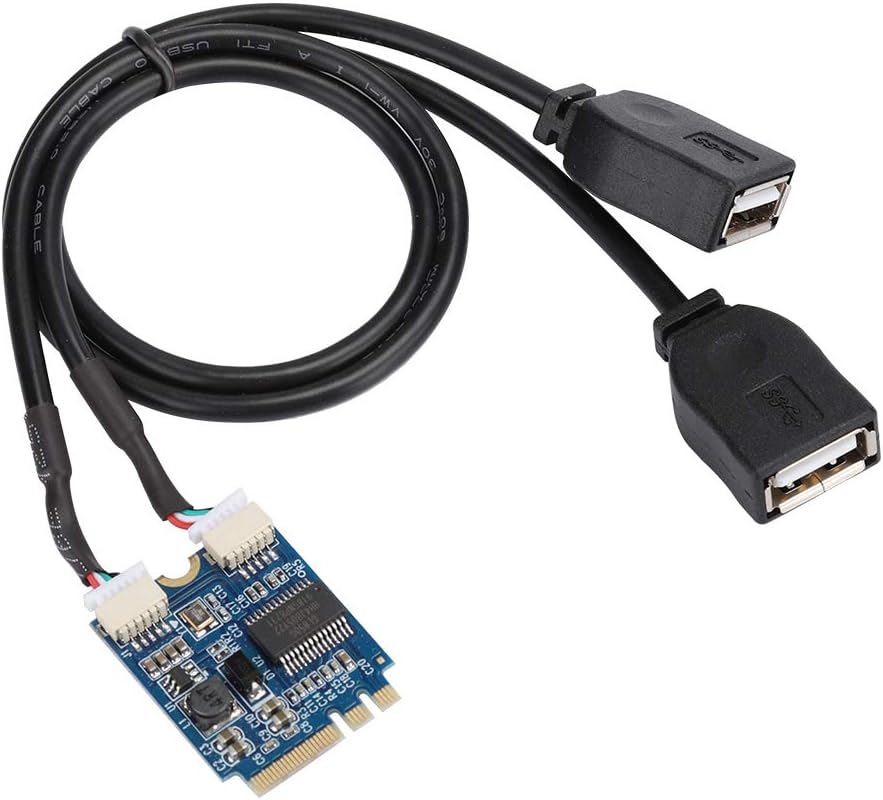 M.2 NGFF to USB Riser Card, Double Port USB2.0 Interface Expansion Card Cable Adapter, for Motherboard or Notebook, WinXP/Vista Compatible