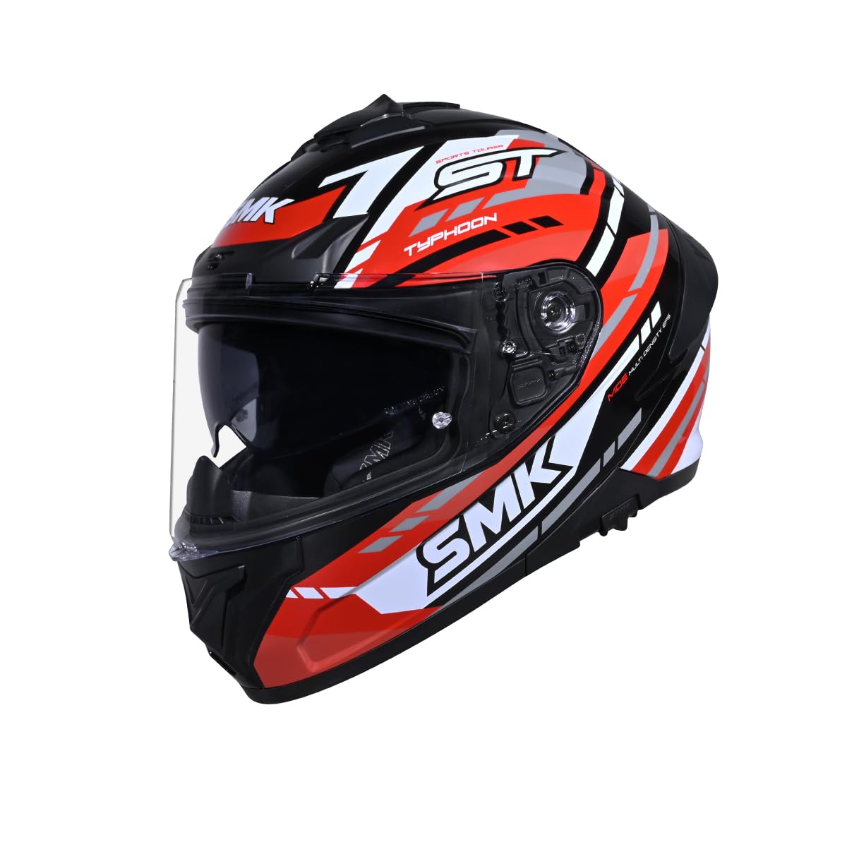 SMK Typhoon Sports Tourer ISI, DOT & ECE 06 Certified Helmet with Antifog Pinlock 30 & Dual Visor Black & RED - L-image-38