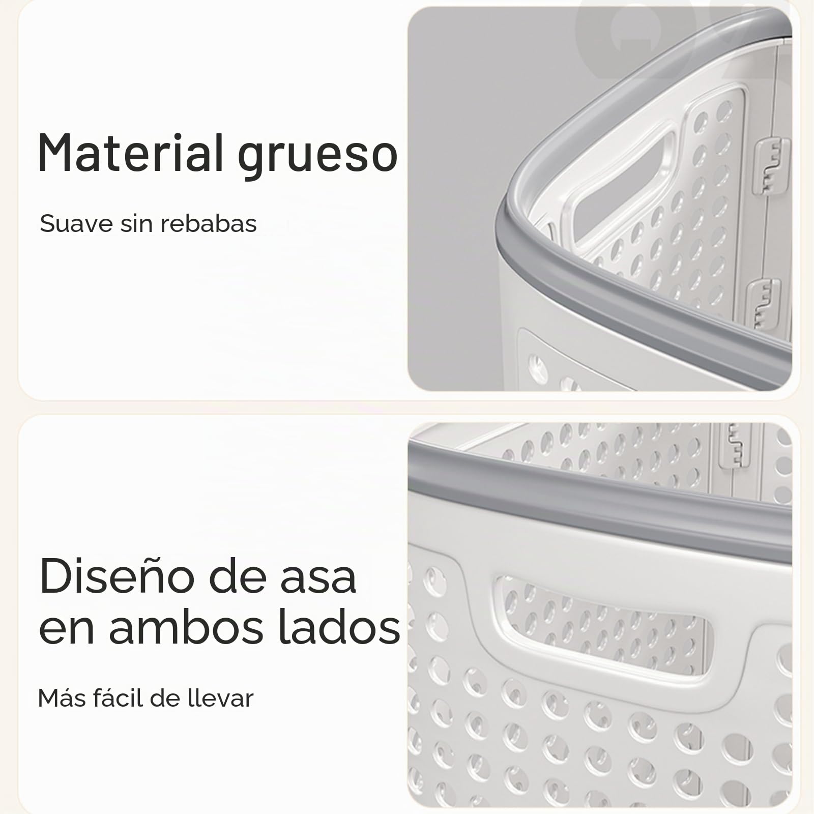 Cesto Ropa Sucia con Tapa, Cesto Colada Plastico con Ruedas, Canasta Ropa Sucia de Diseño Hueco con Asas, Fáciles de Transportar(Large)