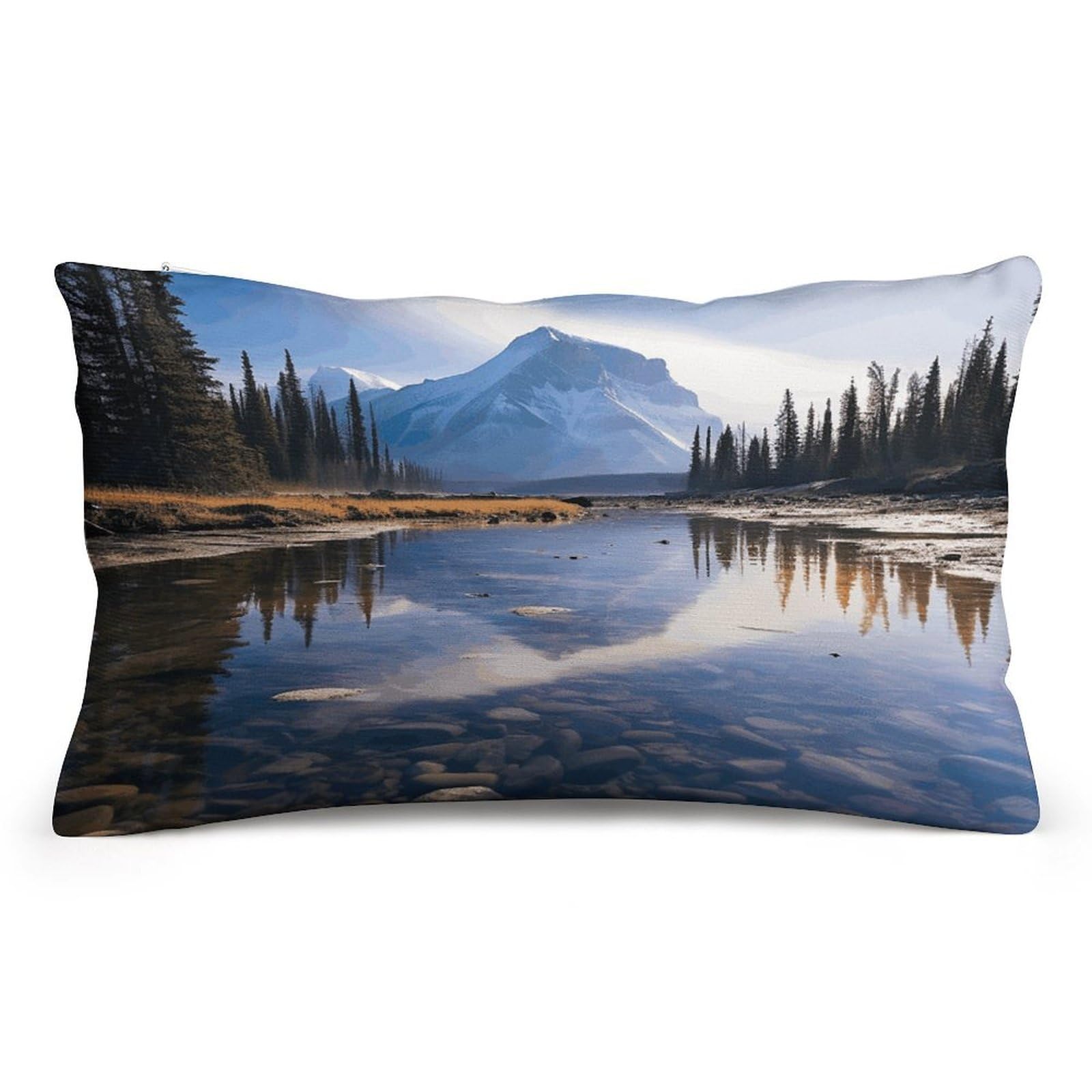 Velvet Pillowcases Standard Size 8"x12", Ultra Soft Breathable Pillow Cases for Bed, Luxury Cozy Fuzzy Pillow Shams, Lumbar Pillow Cover, Magnificent View in Banff Cushion Case Home Decor