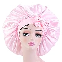 Vista 9 de Gorro de satén de seda para dormir el cabello: gorro de noche ajustable para mujer, tamaño gigante, banda ancha cómoda para trenzas de cabello largo
