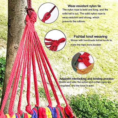 Garden Hammocks Comfortable Fabric Hammock Portable With Carrying Bag For Outdoor Patio Yard Backyard, Beach, Camping Travel, Load Capacity Up To 550 Lbs Canvas Cotton Hammocks (Red) #TOP1