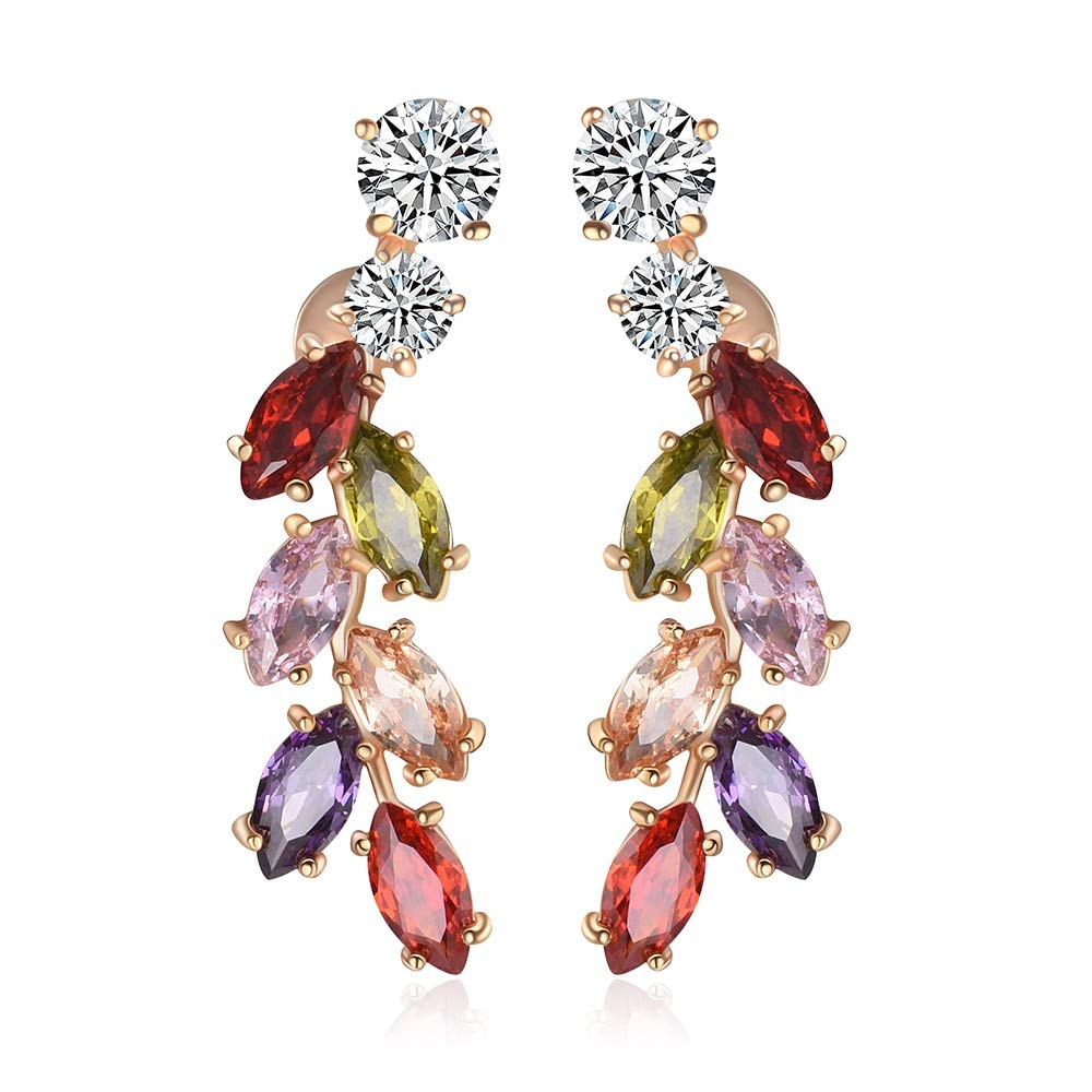 Pendientes de uva de cristal multicolor con topacio arcoíris 6