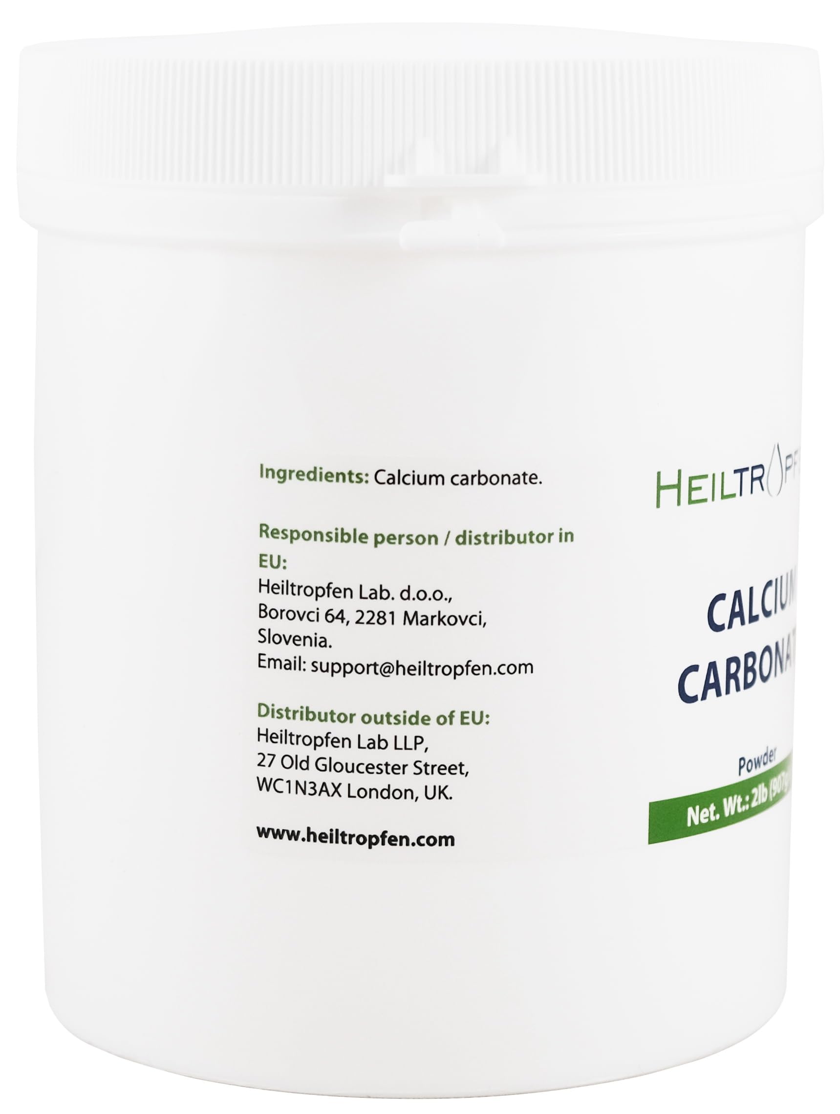 Poudre de carbonate de calcium | 2 lb - 907 g | Calcaire de la plus haute pureté | Analyse effectuée par un laboratoire tiers | Heiltropfen®