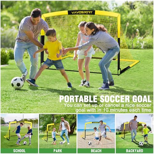 Image of Kids Soccer Goals for Backyard Set - 2 of 4' x 3' Portable Soccer Goal Training Equipment, Pop Up Toddler Soccer Net with Soccer Ball, Soccer Set for Kids and Youth Outdoor Games, Sports, Play