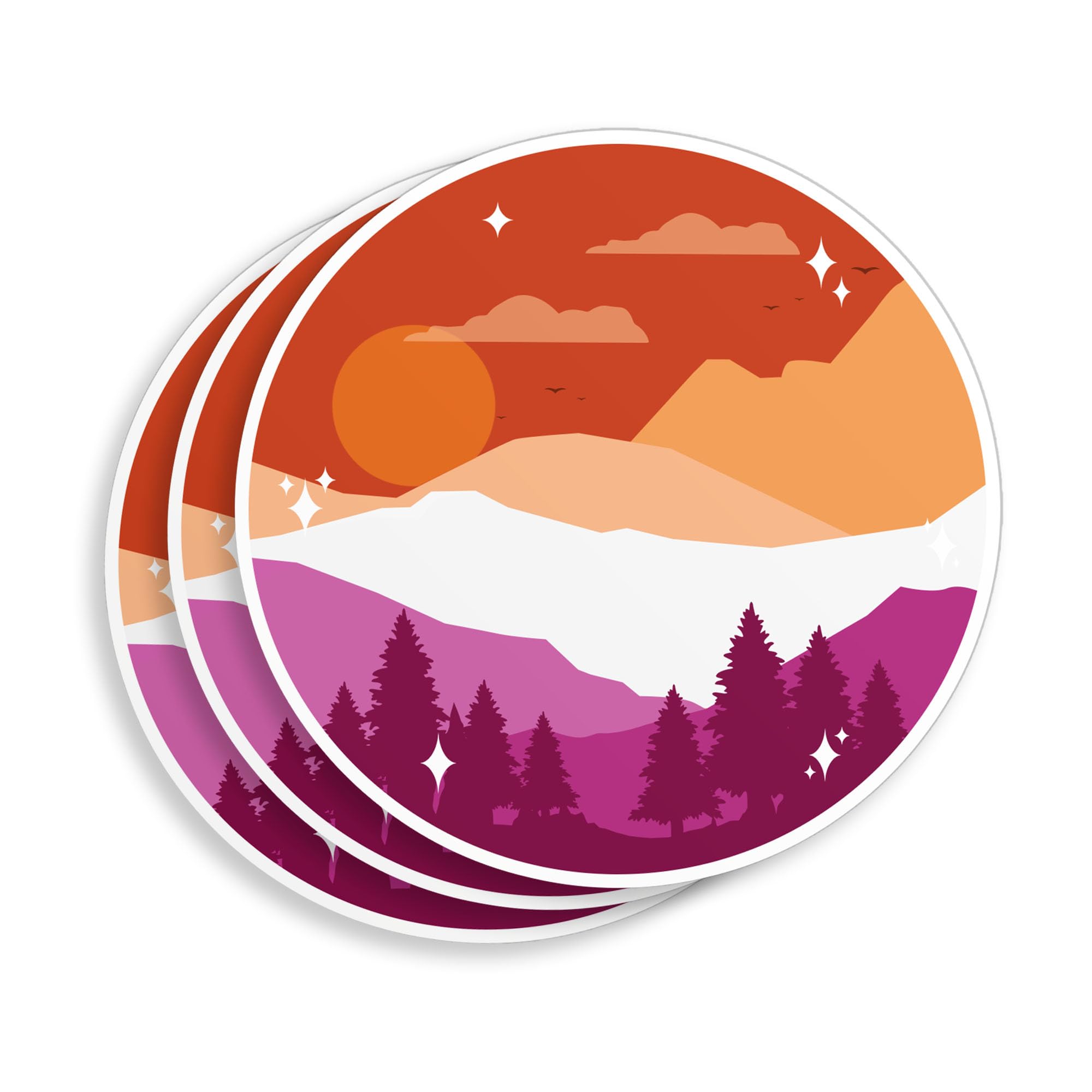 Subtle Lesbian Sticker Flag LGBTQ+ Pride Mountain Trans Sunset Cute Waterproof Die-Cut Vinyl Sticker for Laptop Water Bottle Hard Hat Cars Sticker