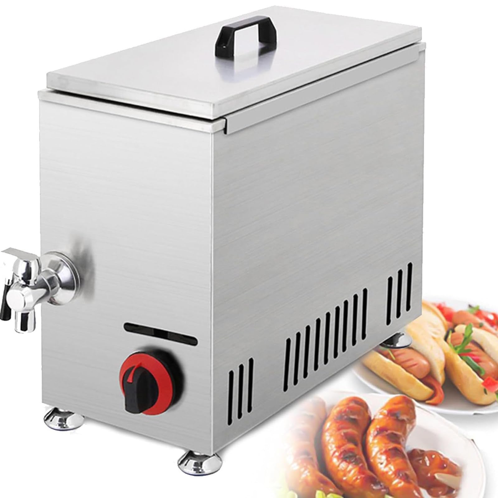 ylpddmm Commercial Deep Fryer, 21 Liter LPG Cheese Hot Dog Stick Machine