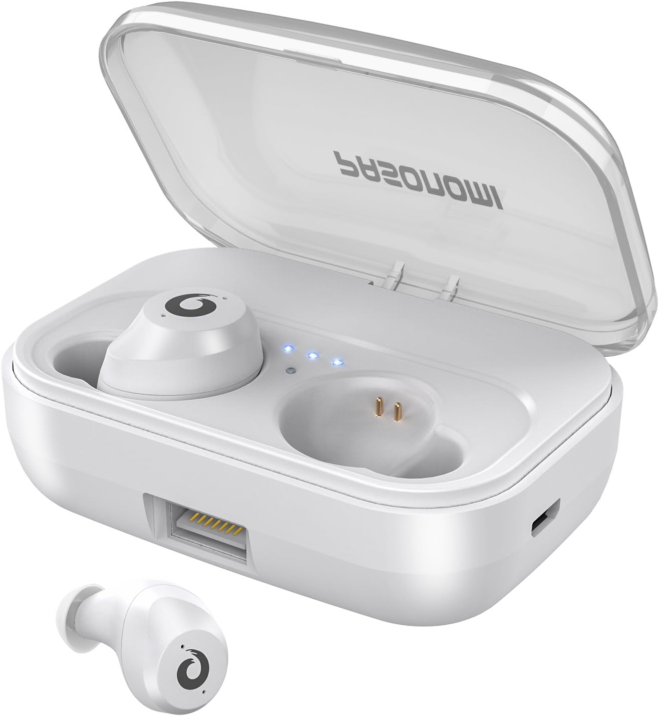 PASONOMI [2019 Version] Bluetooth Earbuds Wireless Headphones Bluetooth Headset Wireless Earphones IPX7 Waterproof Bluetooth 5.0 Stereo Hi-Fi Sound with 2200mA (White)
