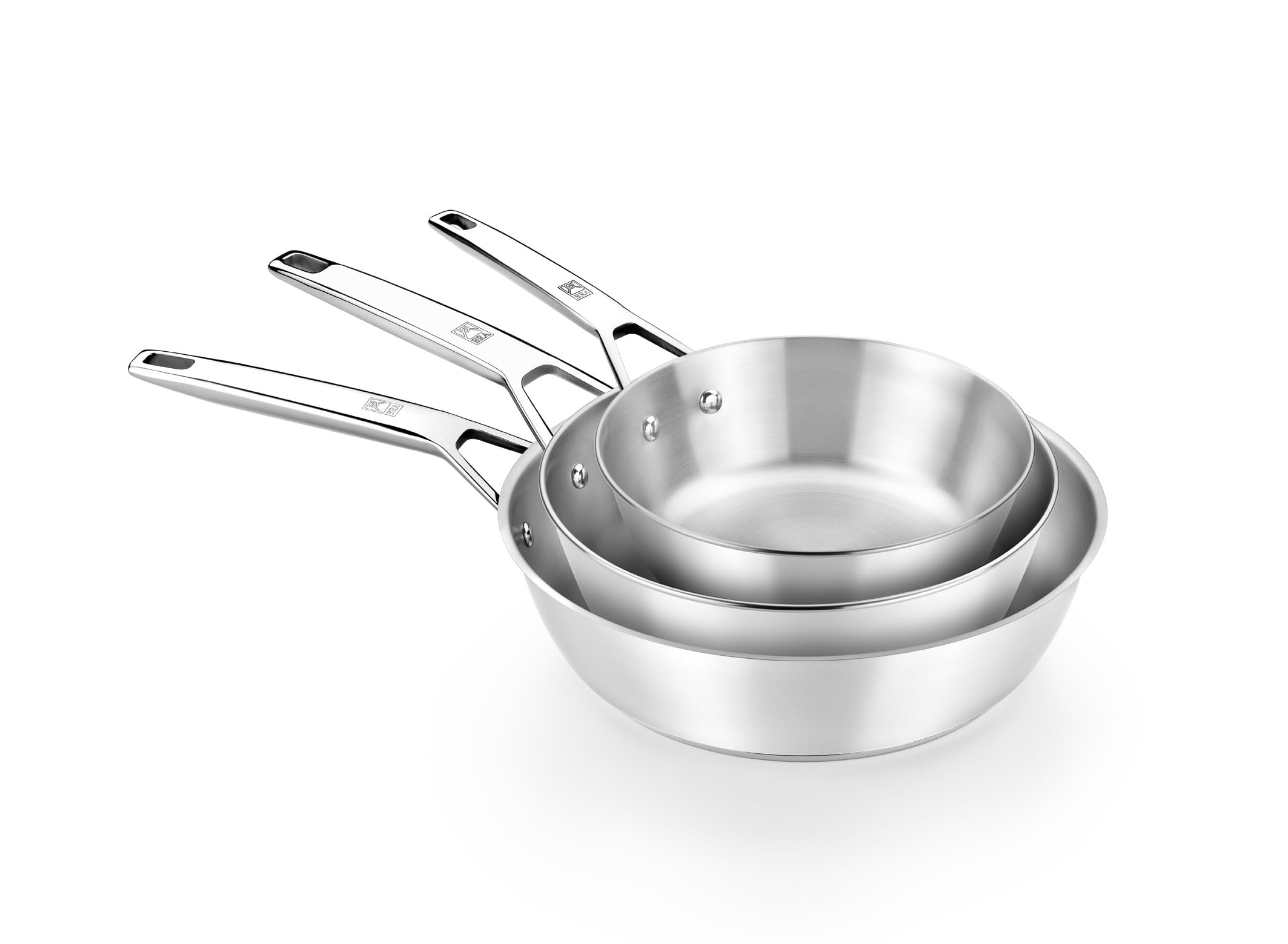 BRA Signature | Sartén honda 28 cm, Acero Inoxidable 18/10, Sin Antiadherente, Triple Fondo Difusor, Apto para todo tipo de Cocinas e Inducción