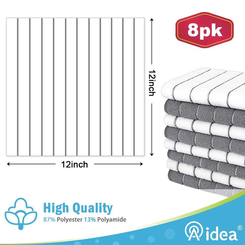 AIDEA Kitchen Towels, Absorbent Dish Cloth for Kitchen, Soft Dish Towels for Home, Multi-Purpose Cloths for Household Cleaning and Drying-8PK, 12”x12”