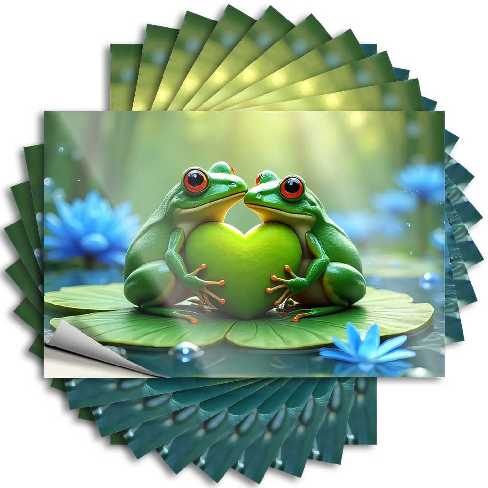 Sports Bar Decor Drinking Decals - Love in The Rainforest: Two Frogs Share A Heart Bottle Waterproof Vinyl Sticker(12X18CM)