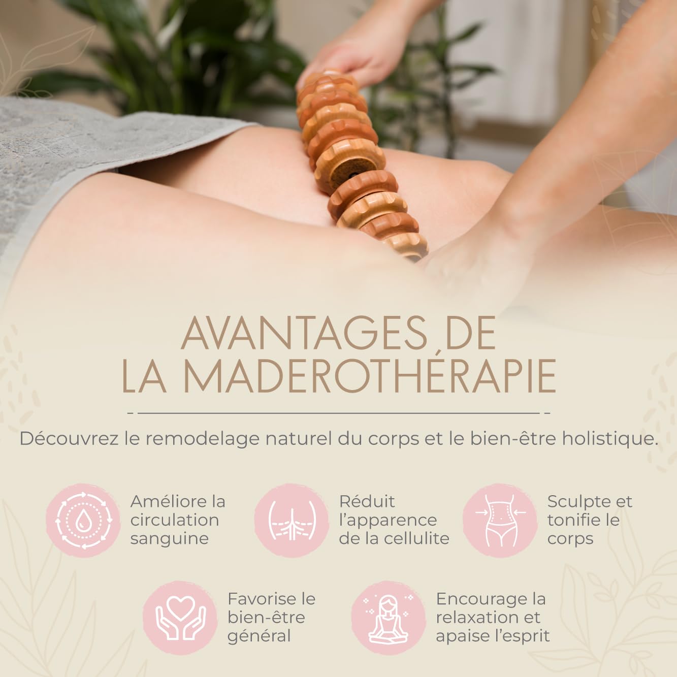 kit de MADEROTHERAPIE avec HUILE et Ventouse, Palper Rouler anti cellulte, Drainage Lymphatique, Jambes lourdes, kits de massage, madérotherapie ventre