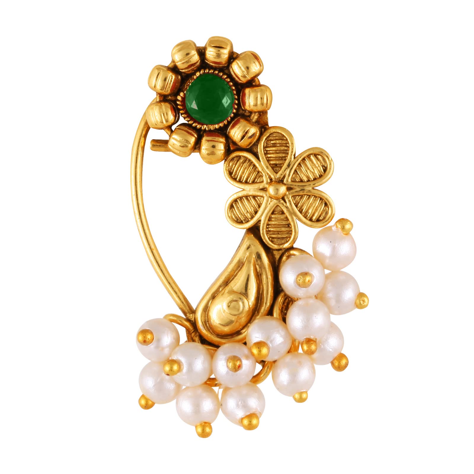 Vighnaharta Gold Plated with Pearl Alloy and Artificial stone Non Piercing Maharashtrian Nath Nathiya./ Nose Pin valentine day gift valentineday gift for her gift for him gift for women gift for women {VFJ1173NTH-Press-Green } (B0B5H1XMC9) Amazon Price History, Amazon Price Tracker