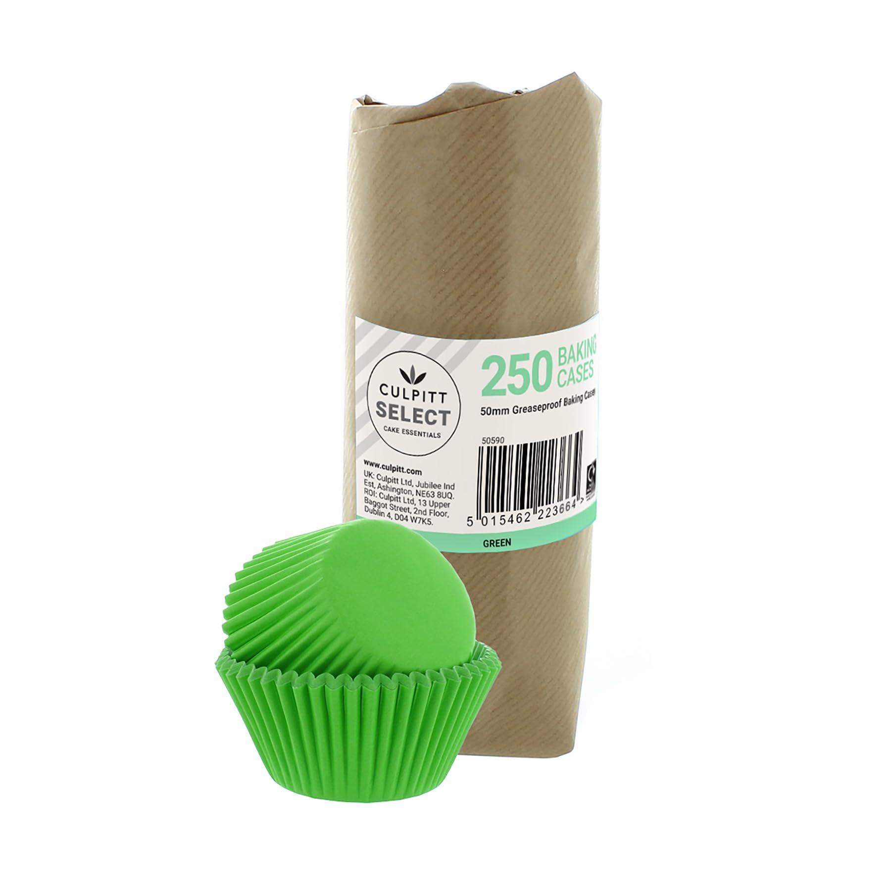 Culpitt Select Green Baking Cases, Greaseproof Paper Baking Cups, 50mm Cupcake Cases - Extra Large Pack of 250