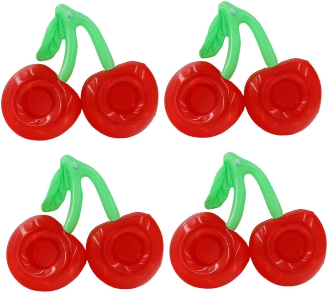 Inflatable Drink Holder Cherry Pool Drink Floats Inflatable Cup Holders for Pool Party Hot Tub 4PCS, Swimming Pool Drink Floats