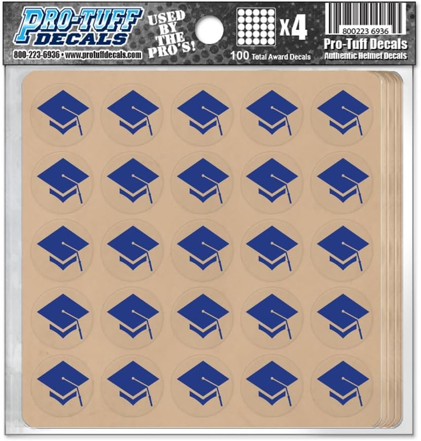 Graduation Cap Award Decals Grad Mortar Board Scholar Athlete Sticker for Helmet